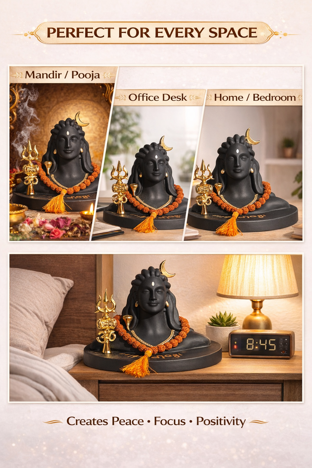 5 Mukhi Rudraksha Sumarni (Original & Certified) with Adiyogi Shiva Idol | Meditation, Peace, Protection & Positive Energy