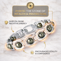 BrajMantra Pyrite Bracelet | Natural Pyrite Stone | Wealth & Prosperity Bracelet | Stylish Silver-Plated Design