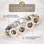 BrajMantra Pyrite Bracelet | Natural Pyrite Stone | Wealth & Prosperity Bracelet | Stylish Silver-Plated Design