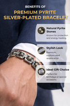 BrajMantra Pyrite Bracelet | Natural Pyrite Stone | Wealth & Prosperity Bracelet | Stylish Silver-Plated Design