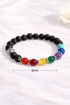 7 Chakra Lava Stone Bracelet for Men & Women | Natural Healing Crystal Beads | 8mm Yoga Meditation Bracelet for Stress Relief, Energy Balance & Protection | Buddha Charm