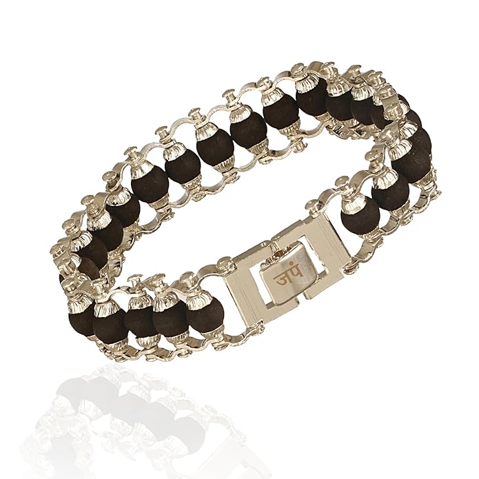 Karungali Silver Cap Bracelet for Men & Women | Original Ebony Wood Beads | Double Layer Premium Spiritual Bracelet for Protection, Positivity, Wealth & Energy Balance |