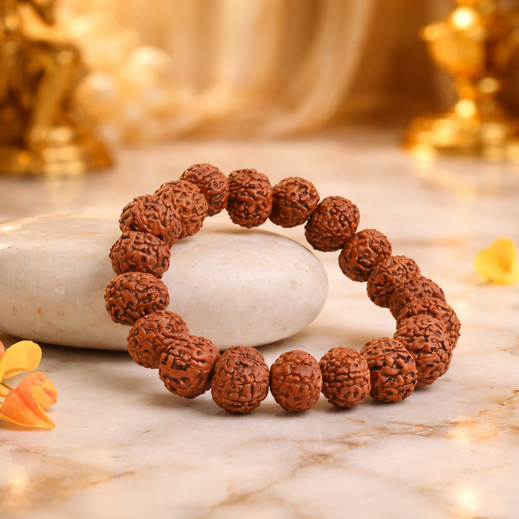 7 Mukhi Rudraksha Bracelet for Wealth & Prosperity | Original Natural Seven Face Rudraksha Mala | Energized Spiritual Bracelet for Men & Women (Adjustable)