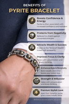 BrajMantra Pyrite Bracelet | Natural Pyrite Stone | Wealth & Prosperity Bracelet | Stylish Silver-Plated Design