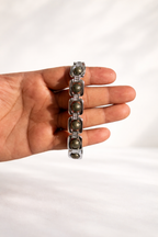 BrajMantra Pyrite Bracelet | Natural Pyrite Stone | Wealth & Prosperity Bracelet | Stylish Silver-Plated Design