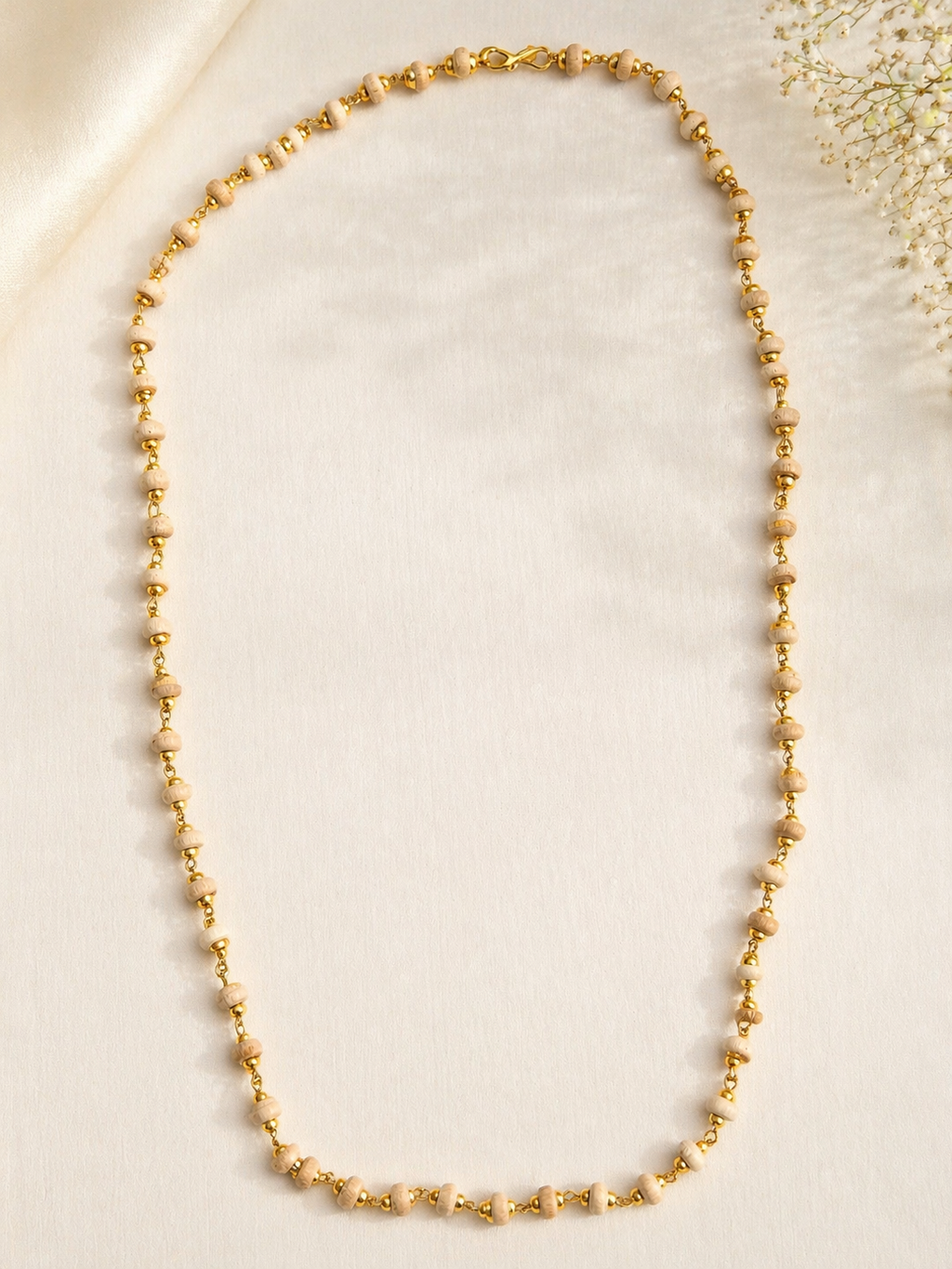 Buy Golden Cap Tulsi Mala Necklace Online | Original Vrindavan Tulsi Beads – Brajmantra