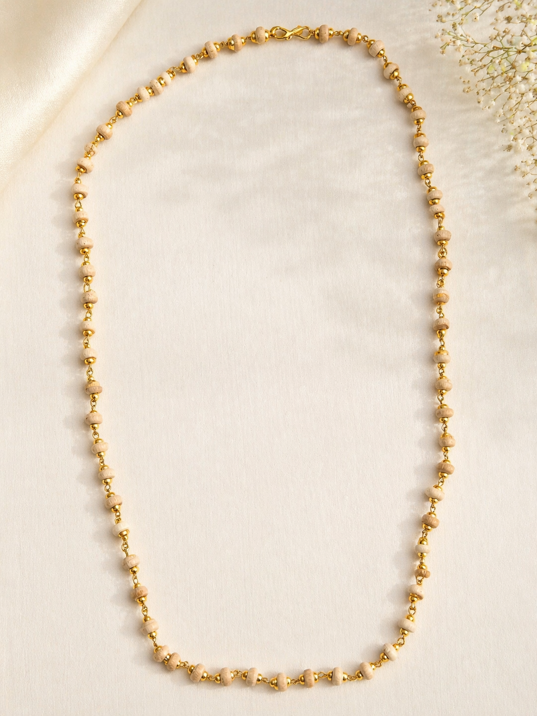 Buy Golden Cap Tulsi Mala Necklace Online | Original Vrindavan Tulsi Beads – Brajmantra