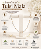 BrajMantra Original Tulsi Mala with Silver Capping | Pure Vrindavan Tulsi Kanthi Mala | Handmade Tulsi Beads Necklace | Energised with Ganga Jal | Jaap, Meditation & Daily Wear for Men & Women