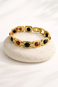 BrajMantra Rudraksha & Karungali Bracelet | 5 Mukhi Nepali Beads | Spiritual Protection, Focus & Energy Balance | Gold-Plated Adjustable Bracelet for Men & Women