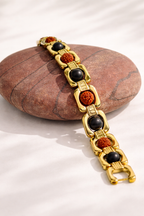BrajMantra Rudraksha & Karungali Bracelet | 5 Mukhi Nepali Beads | Spiritual Protection, Focus & Energy Balance | Gold-Plated Adjustable Bracelet for Men & Women