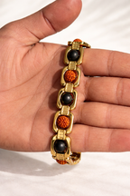 BrajMantra Rudraksha & Karungali Bracelet | 5 Mukhi Nepali Beads | Spiritual Protection, Focus & Energy Balance | Gold-Plated Adjustable Bracelet for Men & Women