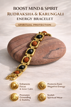 BrajMantra Rudraksha & Karungali Bracelet | 5 Mukhi Nepali Beads | Spiritual Protection, Focus & Energy Balance | Gold-Plated Adjustable Bracelet for Men & Women
