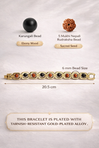 BrajMantra Rudraksha & Karungali Bracelet | 5 Mukhi Nepali Beads | Spiritual Protection, Focus & Energy Balance | Gold-Plated Adjustable Bracelet for Men & Women