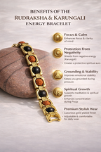 BrajMantra Rudraksha & Karungali Bracelet | 5 Mukhi Nepali Beads | Spiritual Protection, Focus & Energy Balance | Gold-Plated Adjustable Bracelet for Men & Women
