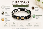 Brajmantra Dhanyog Bracelet – 5 Natural Stones (Clear Quartz, Pyrite, Citrine, Tiger Eye, Green Aventurine) for Energy Balance, Focus & Protection | Unisex | 20 cm