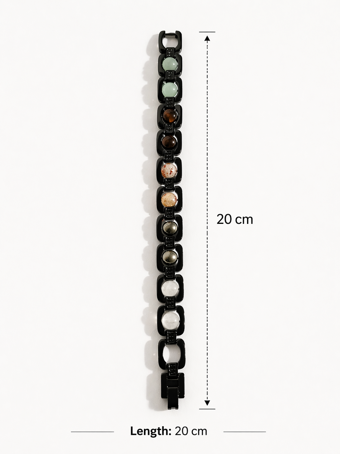 Brajmantra Dhanyog Bracelet – 5 Natural Stones (Clear Quartz, Pyrite, Citrine, Tiger Eye, Green Aventurine) for Energy Balance, Focus & Protection | Unisex | 20 cm
