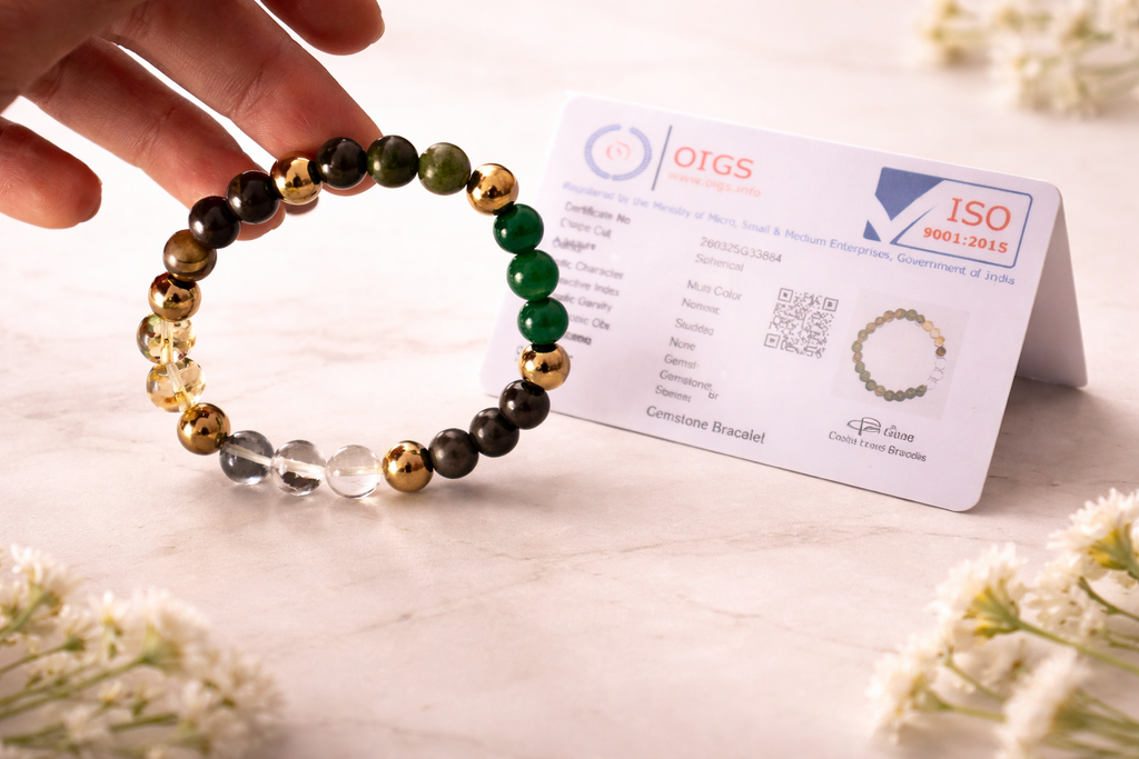 Brajmantra Money Magnet Bracelet for Wealth Attraction & Prosperity | Citrine Pyrite Tiger Eye Aventurine Quartz Hematite Bracelet | Lucky Bracelet for Men & Women