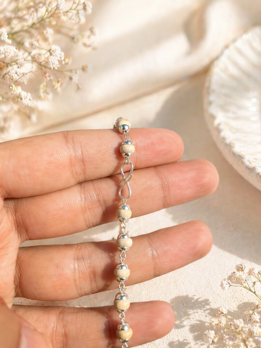 BrajMantra Tulsi Mala with Silver Cap | Original Tulsi Kanthi Mala | Pure Vrindavan Tulsi Beads | Jaap, Meditation & Daily Wear