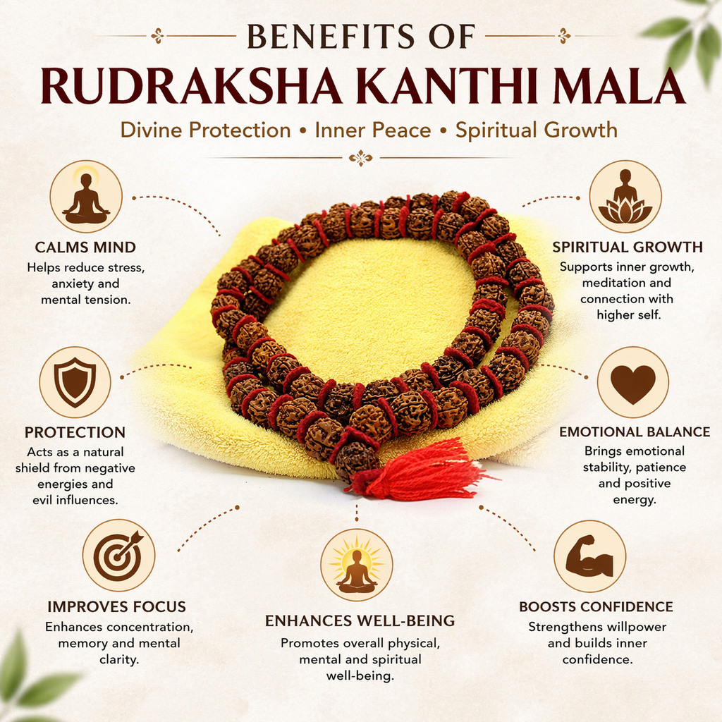 Brajmantra 100% Natural Rudraksha Kanthi Mala | For Peace, Protection & Spiritual Growth