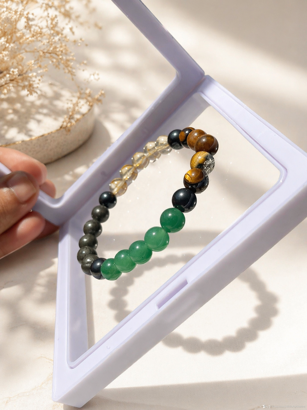 BrajMantra Dhanlabh Bracelet – Wealth & Prosperity Crystal Bracelet (Citrine, Tiger Eye, Green Aventurine, Pyrite) for Money, Luck & Success – Men & Women