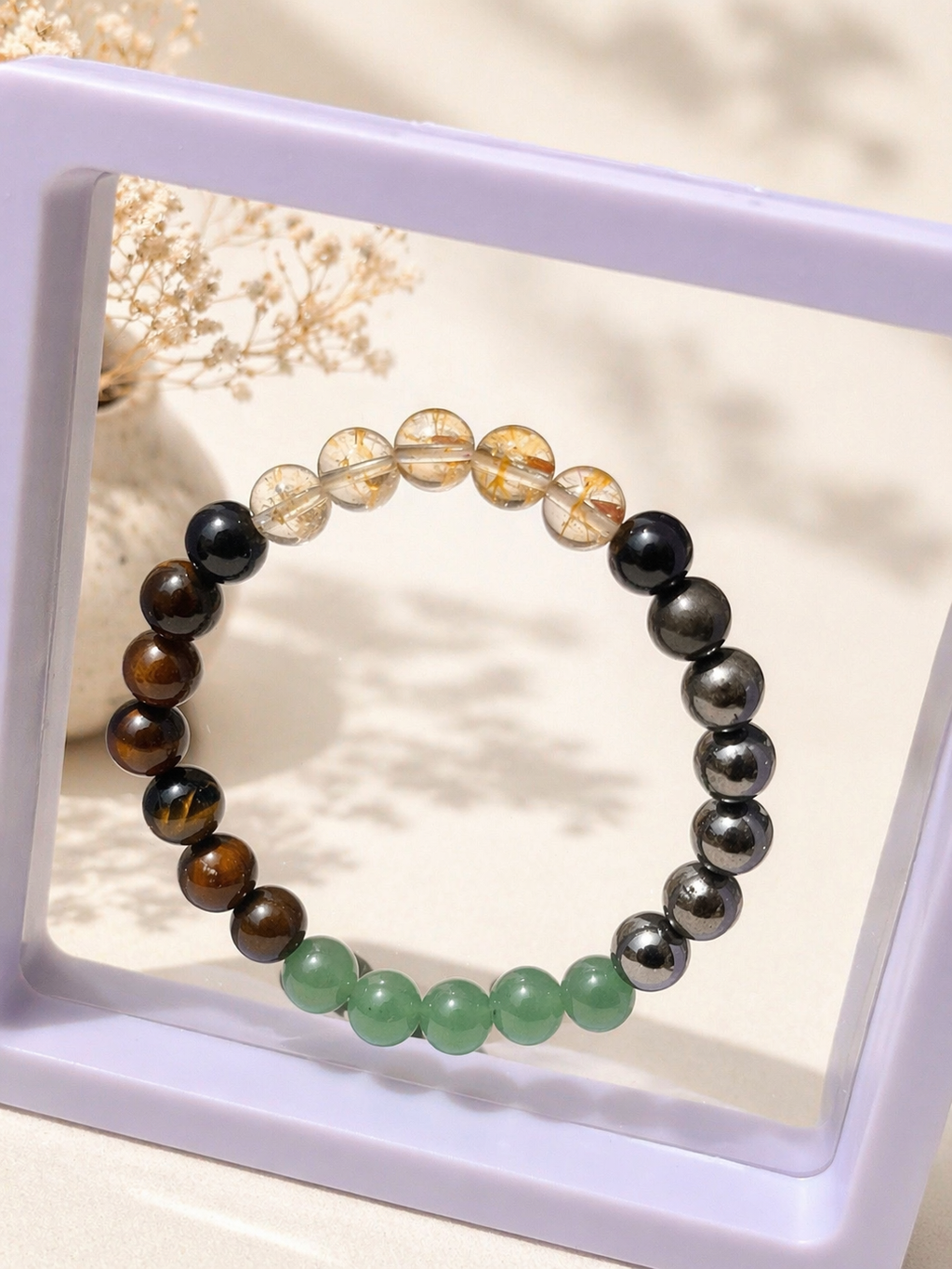 BrajMantra Dhanlabh Bracelet – Wealth & Prosperity Crystal Bracelet (Citrine, Tiger Eye, Green Aventurine, Pyrite) for Money, Luck & Success – Men & Women