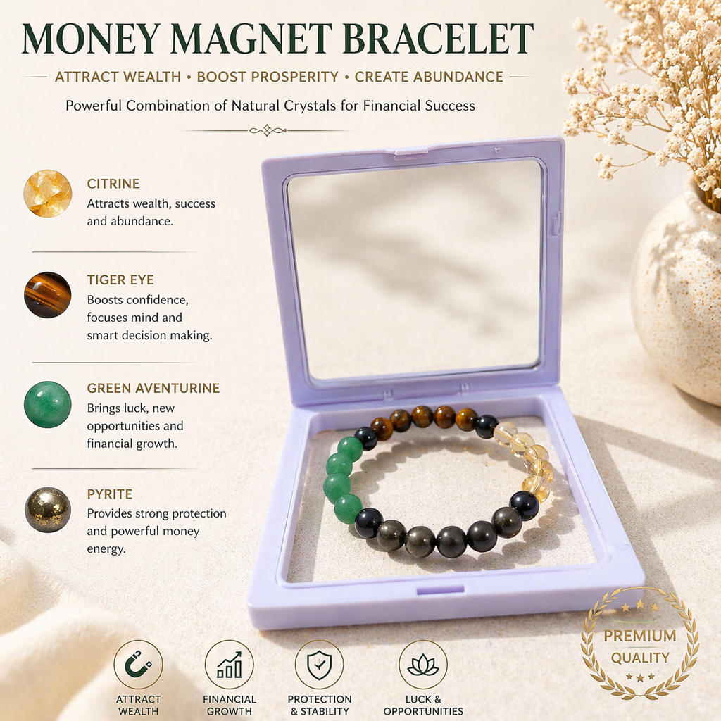 BrajMantra Dhanlabh Bracelet – Wealth & Prosperity Crystal Bracelet (Citrine, Tiger Eye, Green Aventurine, Pyrite) for Money, Luck & Success – Men & Women