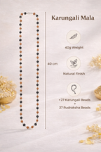 Braj Mantra Rudraksha Mala | Karungali Mala Necklace | 54 Beads Spiritual Japa Mala | Original Rudraksha & Ebony Beads | Unisex