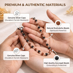 Braj Mantra Rudraksha Mala | Karungali Mala Necklace | 54 Beads Spiritual Japa Mala | Original Rudraksha & Ebony Beads | Unisex