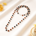 Braj Mantra Rudraksha Mala | Karungali Mala Necklace | 54 Beads Spiritual Japa Mala | Original Rudraksha & Ebony Beads | Unisex