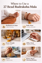 27 Bead Rudraksha Mala Bracelet | Original 5 Mukhi Rudraksha | Japa Meditation Prayer Bracelet for Men & Women | Adjustable Spiritual Wrist Mala