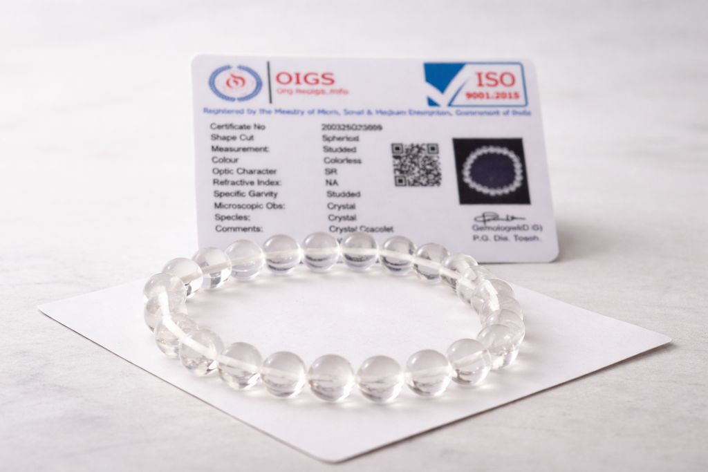 Clear Quartz Bracelet 10mm Sphatik Bracelet Natural Crystal Healing Bracelet for Men Women Stretch Bead Bracelet