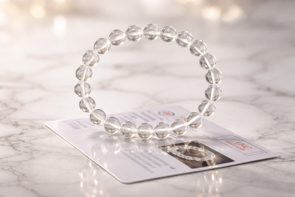 Clear Quartz Bracelet 10mm Sphatik Bracelet Natural Crystal Healing Bracelet for Men Women Stretch Bead Bracelet