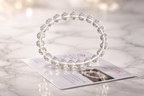 Clear Quartz Bracelet 10mm Sphatik Bracelet Natural Crystal Healing Bracelet for Men Women Stretch Bead Bracelet