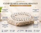 Clear Quartz Bracelet 10mm Sphatik Bracelet Natural Crystal Healing Bracelet for Men Women Stretch Bead Bracelet