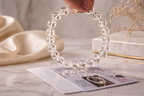 Clear Quartz Bracelet 10mm Sphatik Bracelet Natural Crystal Healing Bracelet for Men Women Stretch Bead Bracelet