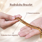 Brajmantra 5 Mukhi Rudraksha Bracelet for Men & Women | Gold Plated Spiritual Bracelet | Natural Original Beads | Stress Relief, Positive Energy & Protection