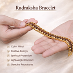 Brajmantra 5 Mukhi Rudraksha Bracelet for Men & Women | Gold Plated Spiritual Bracelet | Natural Original Beads | Stress Relief, Positive Energy & Protection