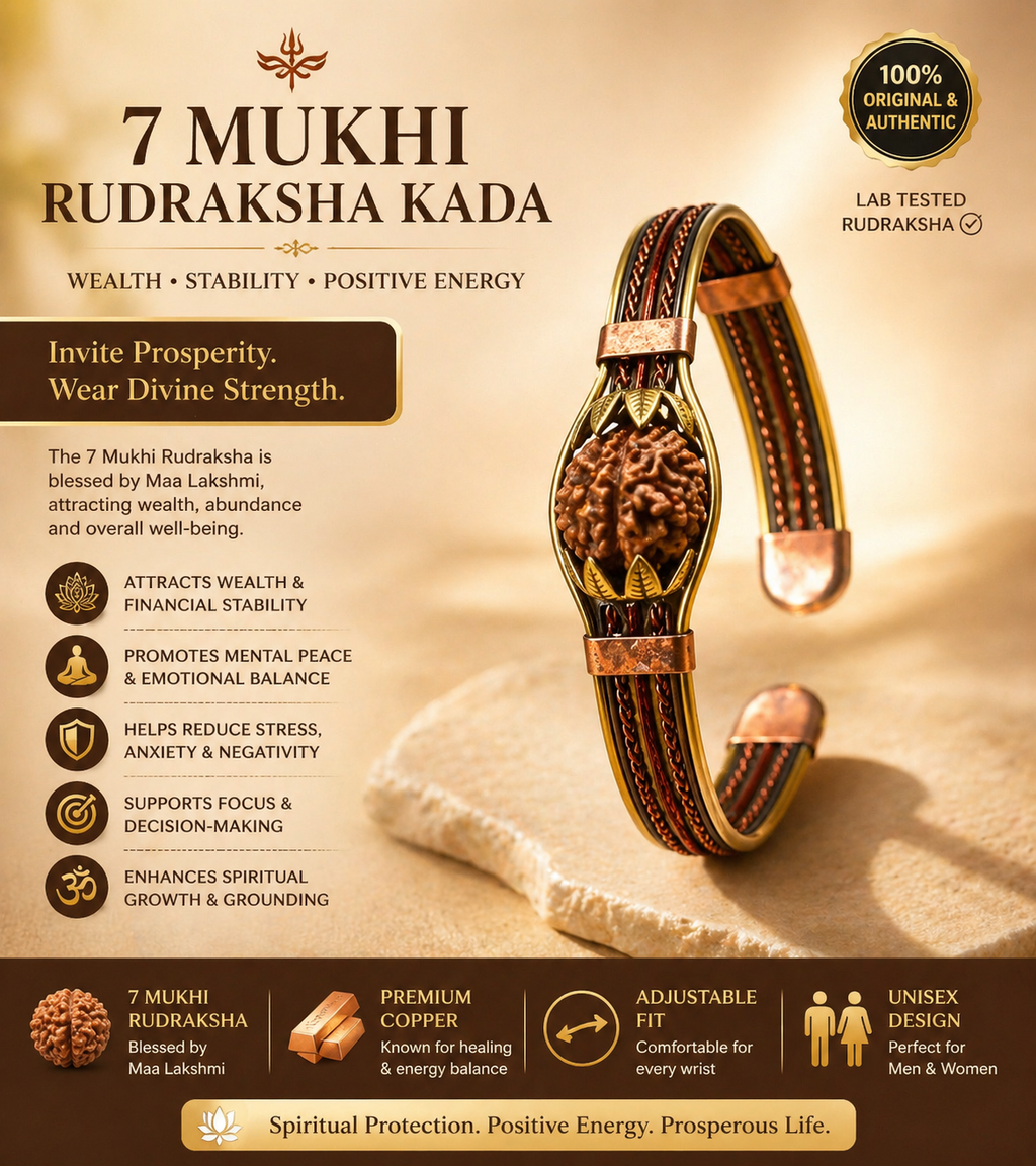 BrajMantra 7 Mukhi Rudraksha Copper Spiritual Kada for Men and Women