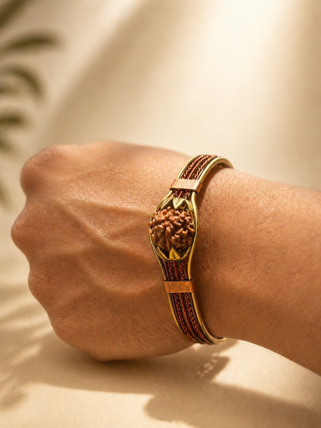 BrajMantra 7 Mukhi Rudraksha Copper Spiritual Kada for Men and Women