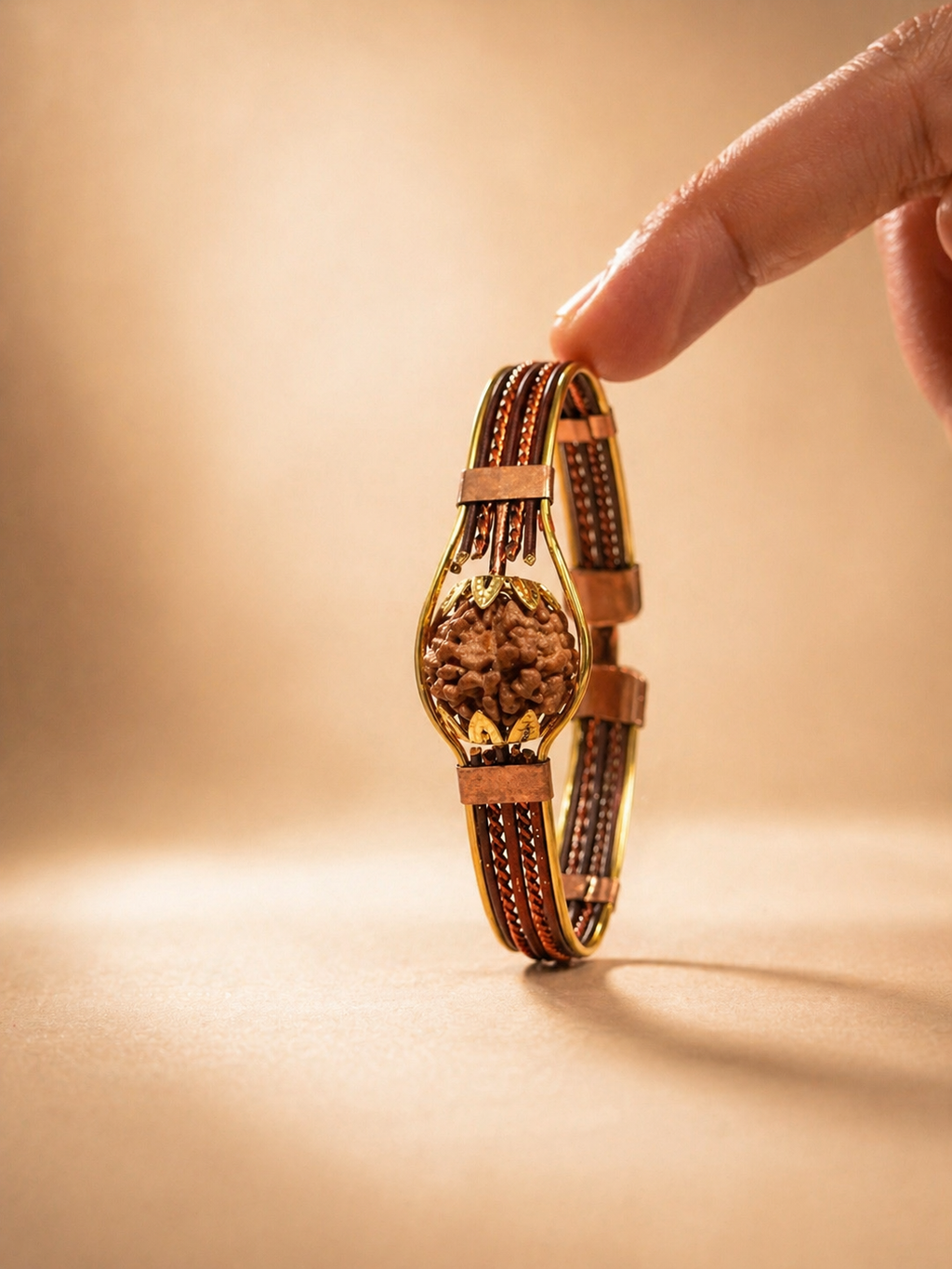 BrajMantra 7 Mukhi Rudraksha Copper Spiritual Kada for Men and Women