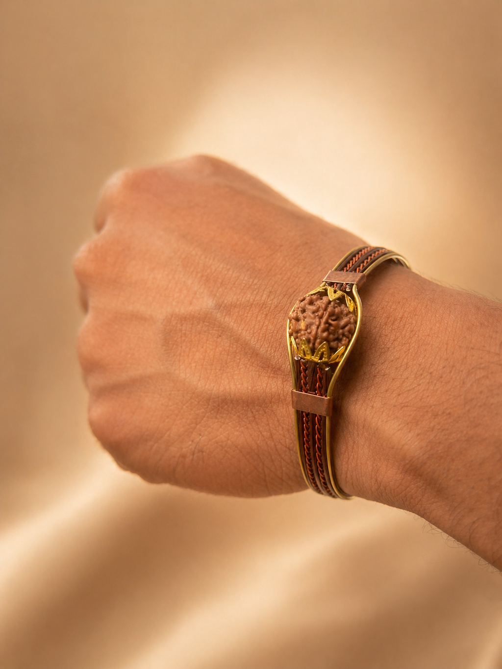 BrajMantra 7 Mukhi Rudraksha Copper Spiritual Kada for Men and Women