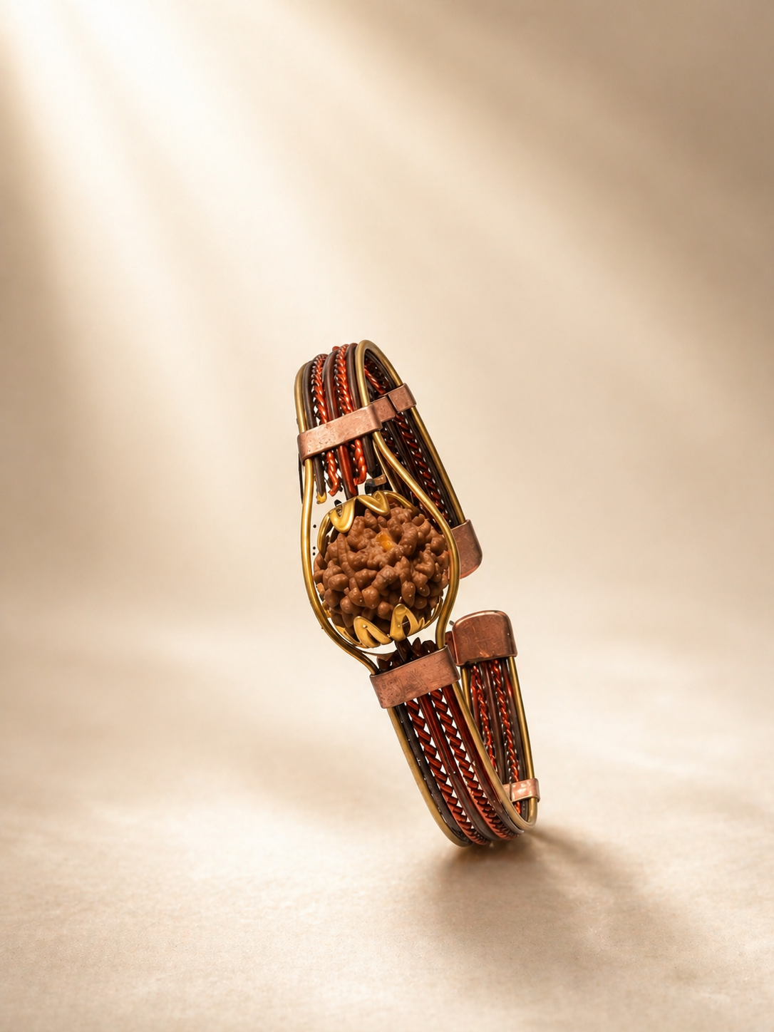 BrajMantra 7 Mukhi Rudraksha Copper Spiritual Kada for Men and Women