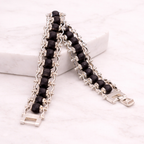 Karungali Silver Cap Bracelet for Men & Women | Original Ebony Wood Beads | Double Layer Premium Spiritual Bracelet for Protection, Positivity, Wealth & Energy Balance |
