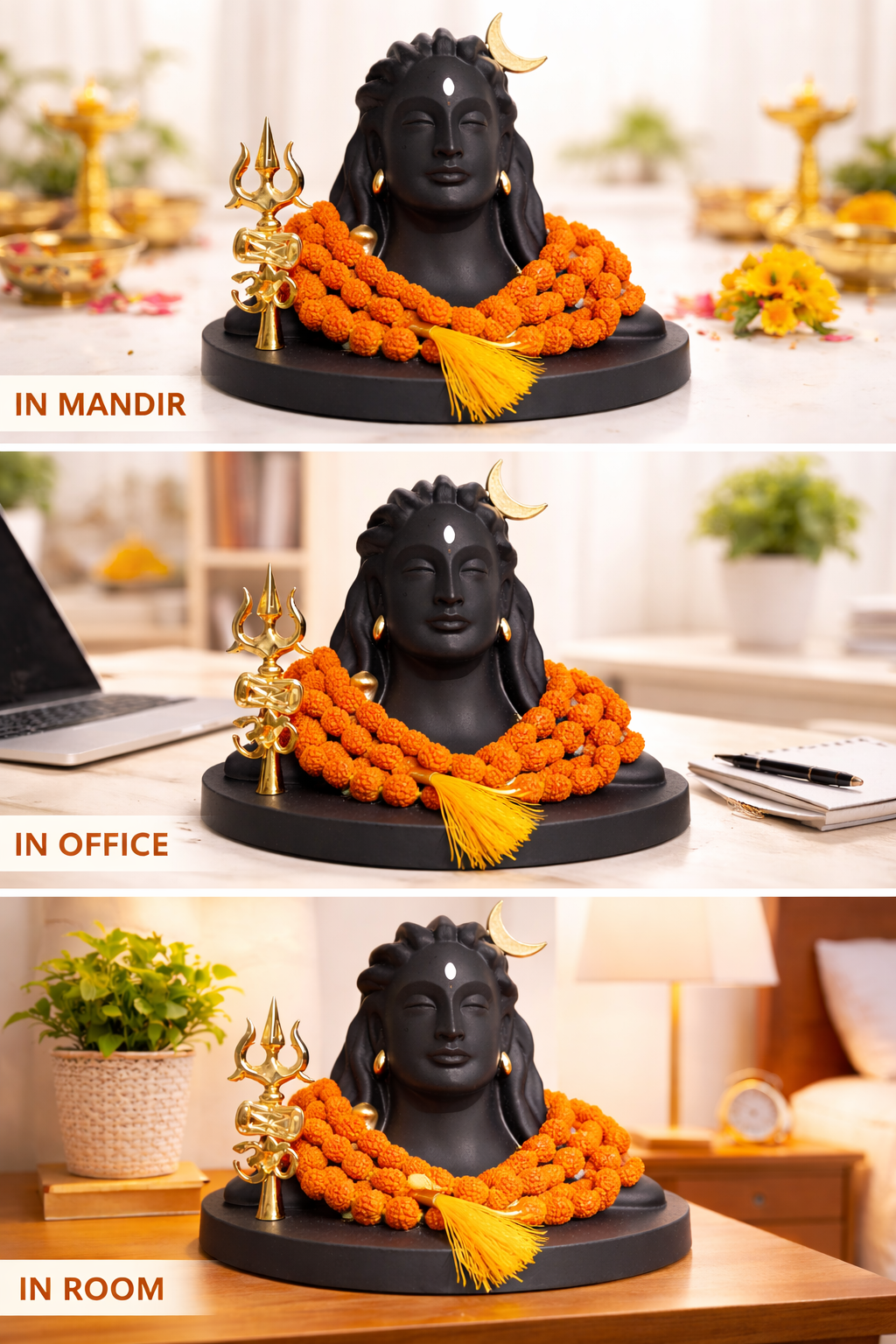Adiyogi Idol + Free Original 5 Mukhi Rudraksha Mala | Spiritual & Meditation Combo