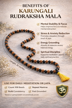 Original Karungali Rudraksha Mala 108 Beads (8mm) with Black Agate – Premium Meditation & Japa Mala | Brajmantra