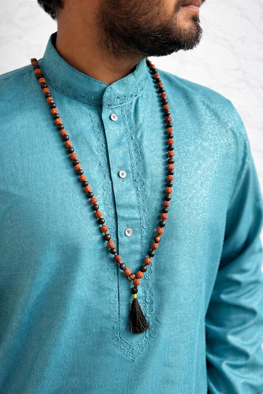 Original Karungali Rudraksha Mala 108 Beads (8mm) with Black Agate – Premium Meditation & Japa Mala | Brajmantra