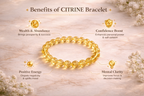 Natural Diamond Cut Citrine Bracelet for Wealth & Prosperity | Faceted Yellow Quartz Crystal Bead Bracelet for Men & Women | Healing Energy Jewelry