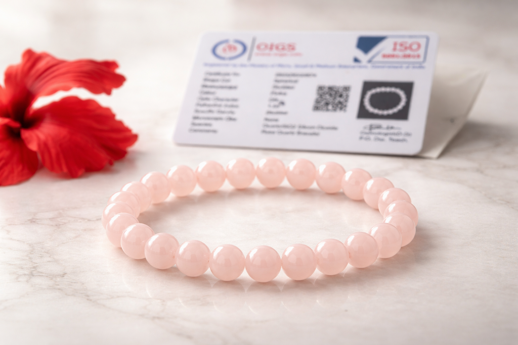 Rose Quartz Bracelet | Natural Crystal Healing Bracelet | Love Attraction, Positive Energy, Stress Relief Stone | 8mm Beaded Stretch Bracelet for Women Men