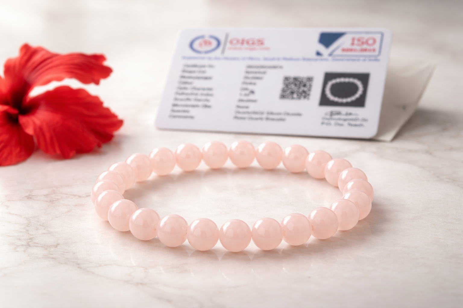 Rose Quartz Bracelet | Natural Crystal Healing Bracelet | Love Attraction, Positive Energy, Stress Relief Stone | 8mm Beaded Stretch Bracelet for Women Men