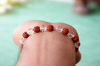 5 Mukhi Rudraksha Crystal Bracelet for Men & Women – Natural Clear Quartz Healing Bracelet | Stress Relief, Anxiety Control, Protection & Positive Energy | Spiritual Meditation Yoga Bracelet (Adjustable)